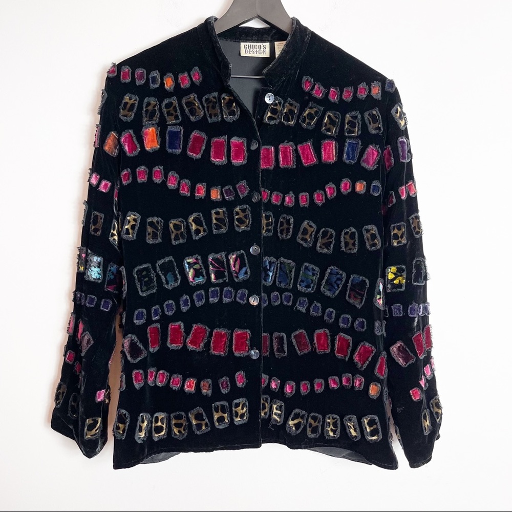 CHICO'S Design Patch Velour Jacket Size 1